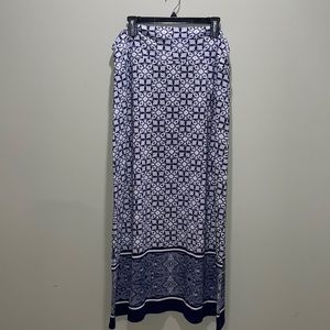 Blue and White Patterned Maxi Skirt, Faded Glory, Lg